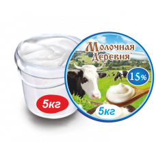 Сметанный продукт "Молочная Деревня" с м.д.ж. 15 % 5кг.30 суток