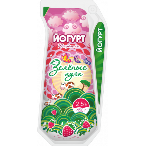 Йогурт клубника "Зеленые луга" с м.д.ж. 2,5