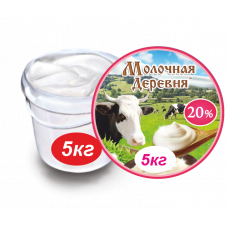 Сметанный продукт "Молочная Деревня" с м.д.ж. 20 % 5кг.30 суток