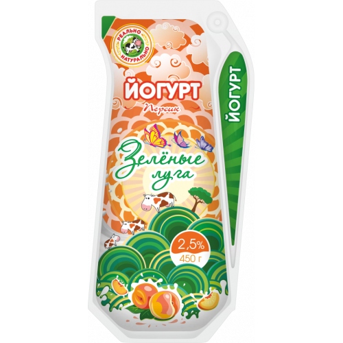 Йогурт персик "Зеленые луга" с м.д.ж. 2,5