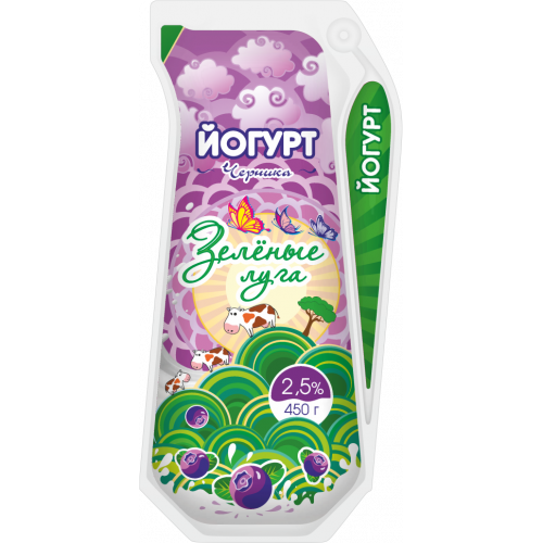 Йогурт черника "Зеленые луга" с м.д.ж. 2,5