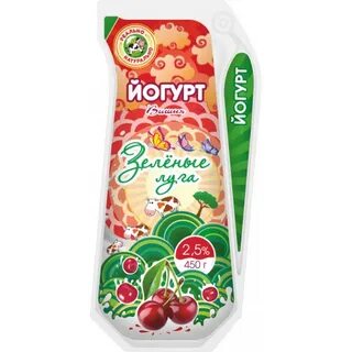 Йогурт вишня "Зеленые луга" с м.д.ж. 2,5