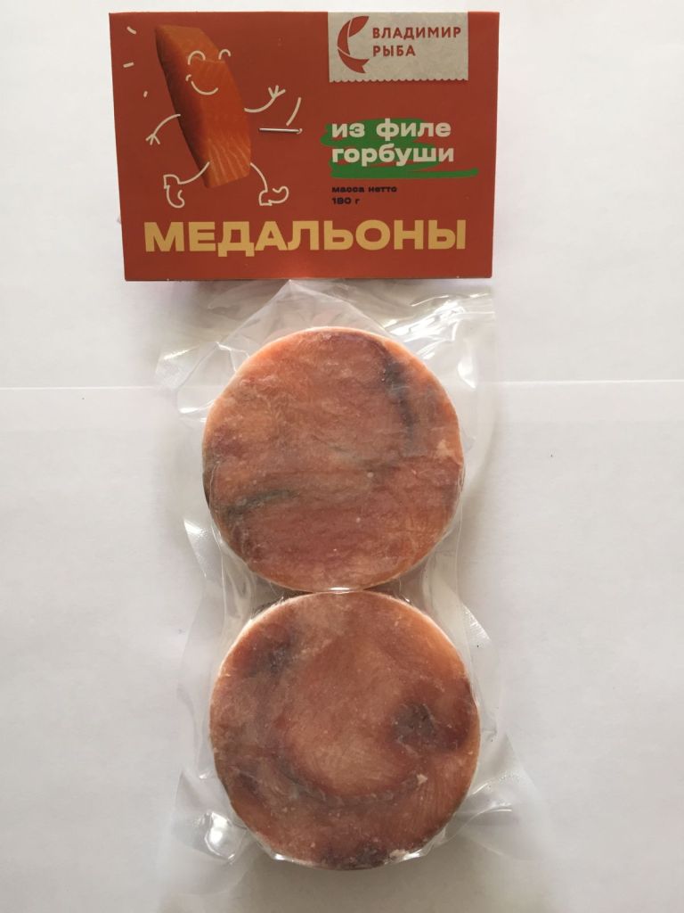 Рыбный кулинарный полуфабрикат мороженый, Горбуша медальоны 180 г в/у