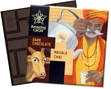 Шоколад Amazing Cacao “Индийский темный шоколад и чай масала”,70%