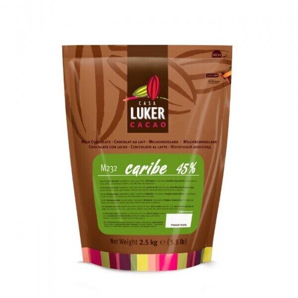 Шоколад молочный Luker Caribe 45%, пак 2,5 кг