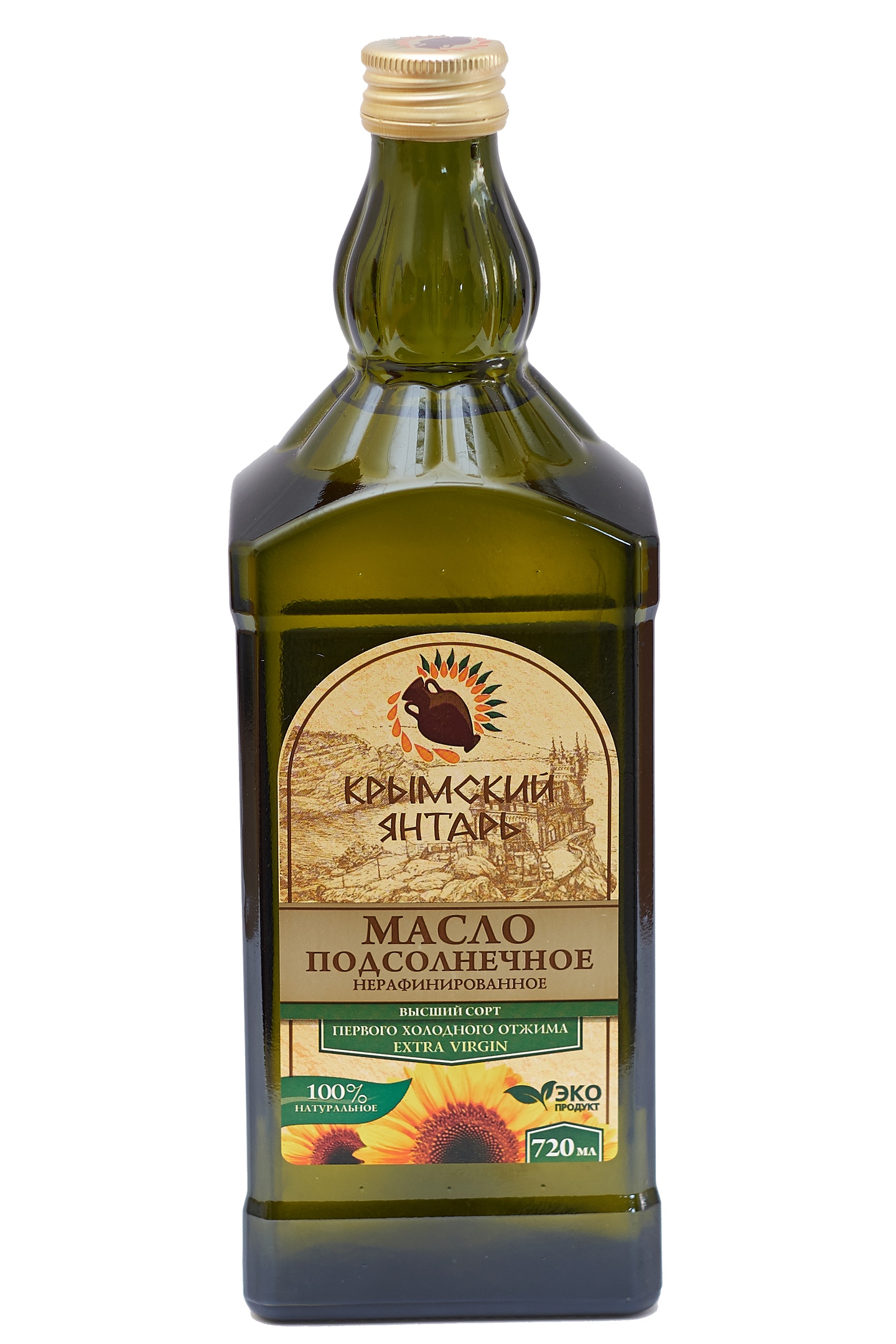 Масло подсолнечное #КрымскийЯнтарь 0.72л нерафинированное масло, extra virgin