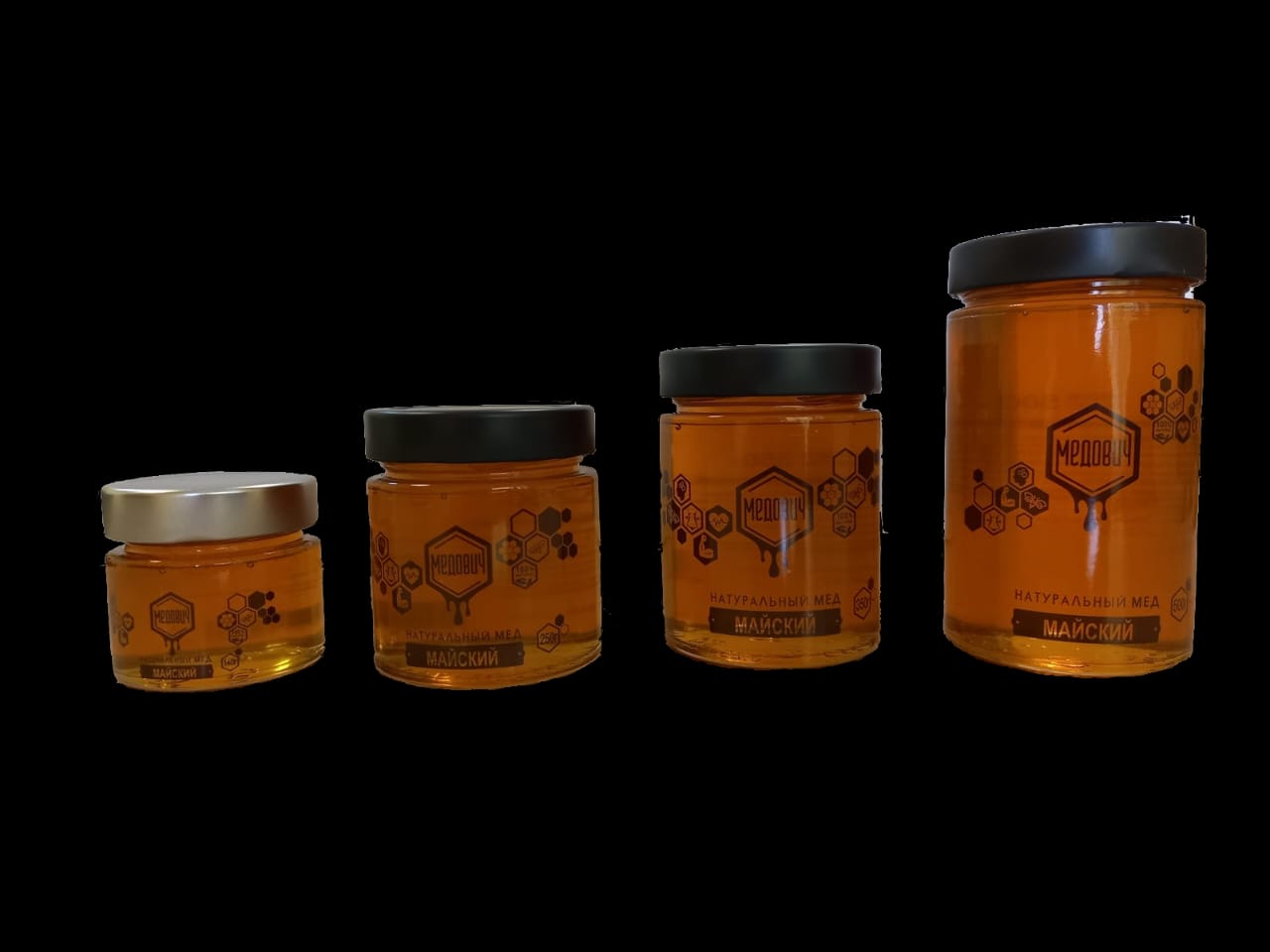 Мёд натуральный фасованный в ассортименте в стеклянные банки от 140 гр